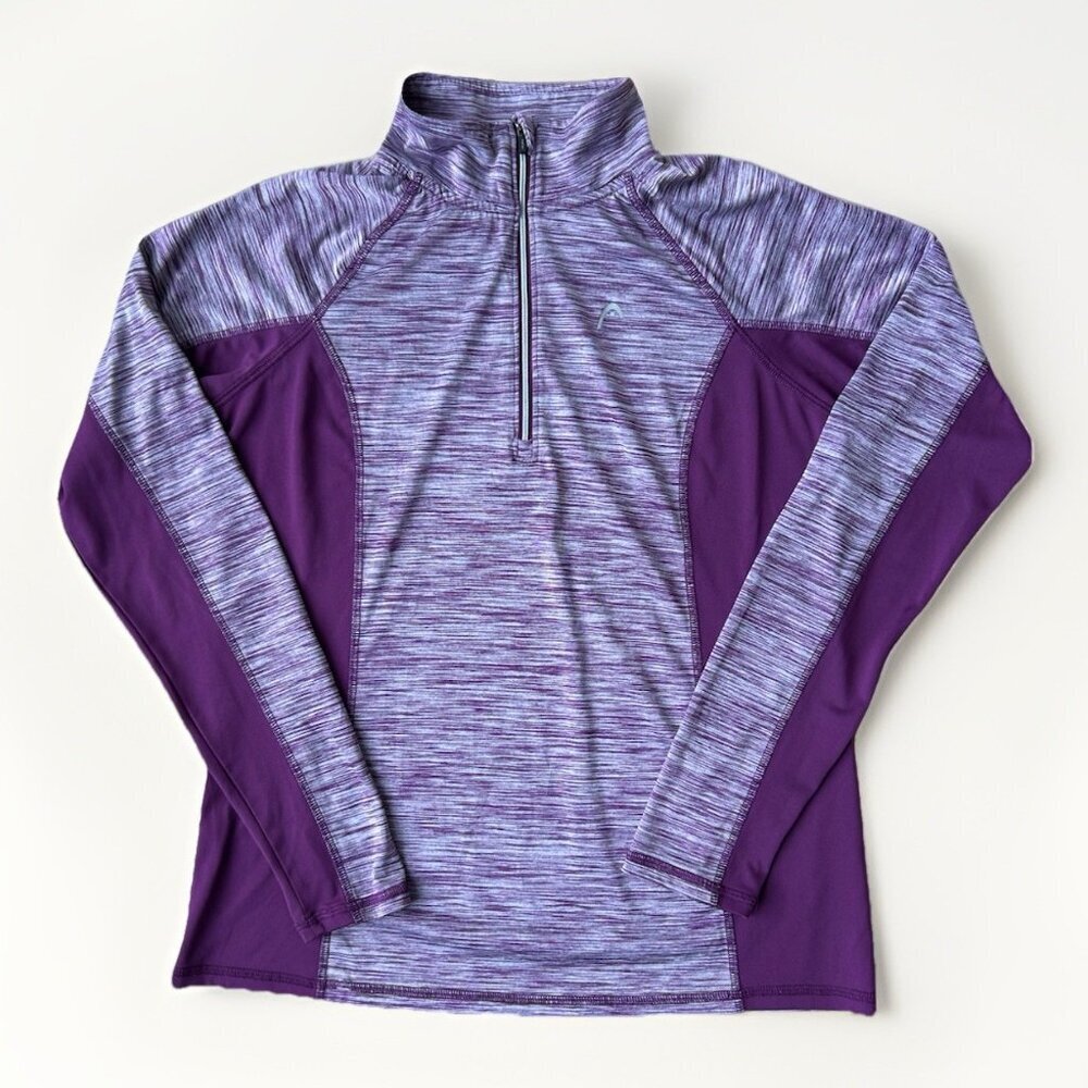 HEAD Women's PURPLE 1/2 Zip Pullover Long Sleeve Top Size Large Warm Up Tennis